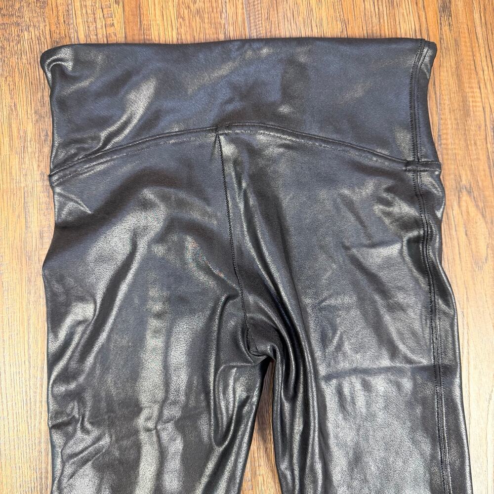 Spanx SMALL black faux leather leggings pants full length pull-on slimming - Picture 10 of 14